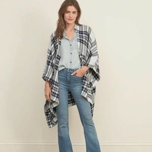 White navy stripe Poncho